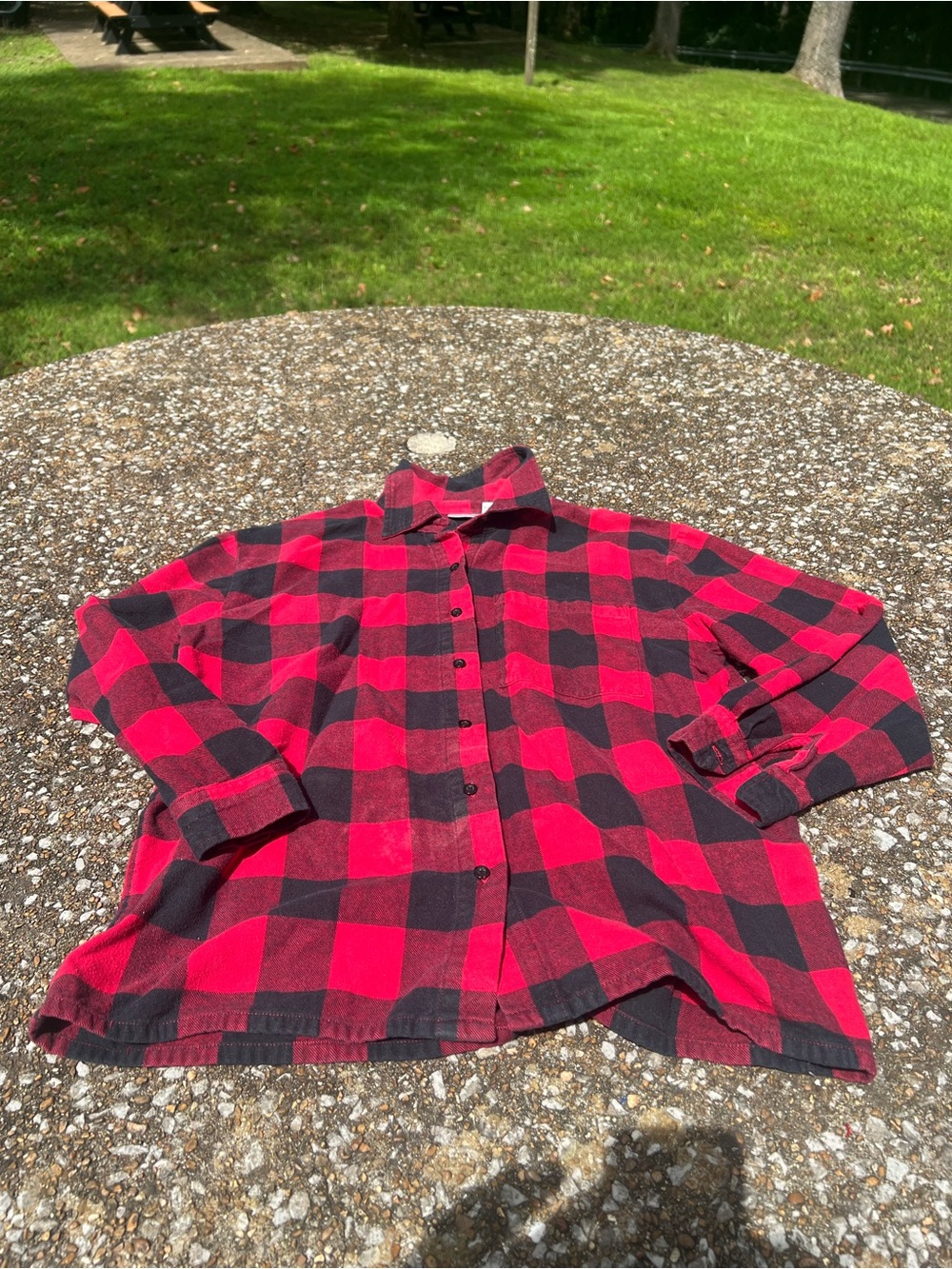 Newport News Red/Black Buffalo Plaid Button-Down Shirt Size M Lumberjack Cabin